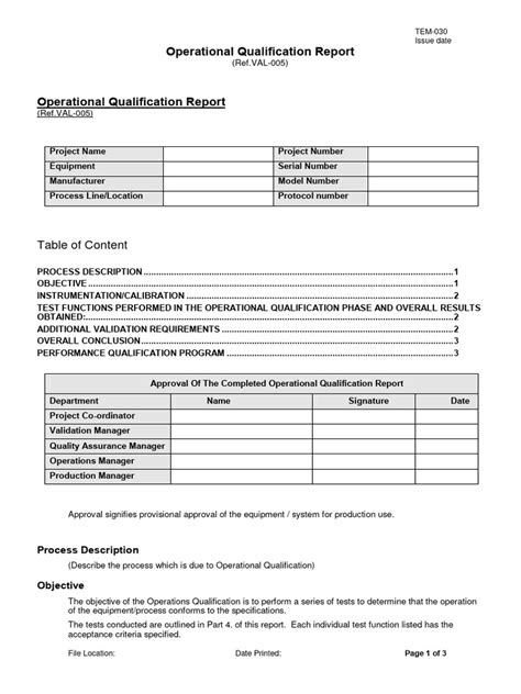 sample size for operational qualification